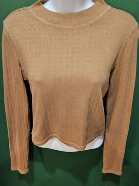 American Eagle Outfitters Long Sleeve Ribbed Tee in Camel